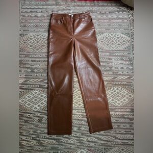 Aritzia Melina faux leather pants in Cognac 4